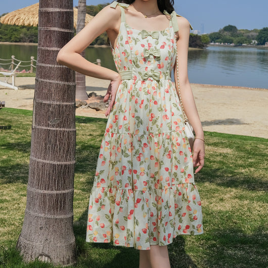 Vestido Largo Elegante para Niña con Cintura Alta Estilo Japonés