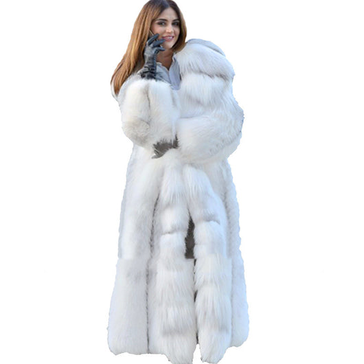Abrigo Largo de Piel Blanco para Mujer - Image 7