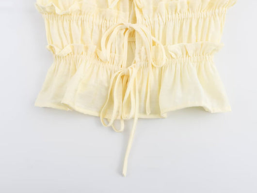 Blusa Ajustada Estilo Europeo Amarilla sin Mangas - Image 4