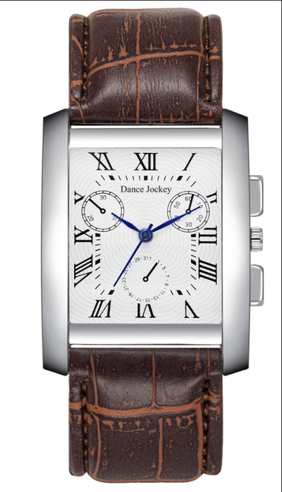 Reloj Cuadrado Hombre Escala Romana Tres Ojos - Image 6