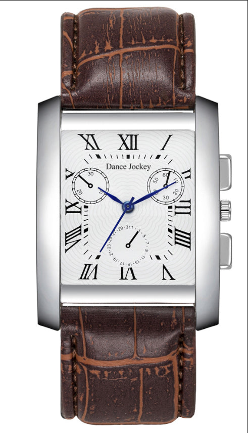Reloj Cuadrado Hombre Escala Romana Tres Ojos - Image 6
