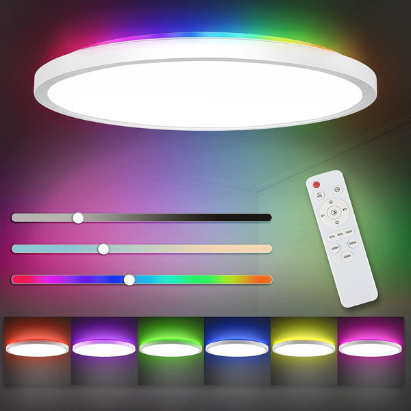 Plafón LED Dorado para Dormitorio 24W con Retroiluminación RGB Integrada