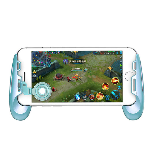 Rose gold mobile gaming controller with a joystick and trigger buttons, holding a smartphone displaying a game. - Image 8
