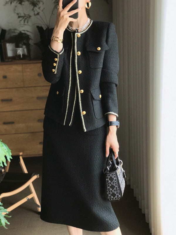 Traje Falda Tweed Clásico de Corte Elegante - Image 3