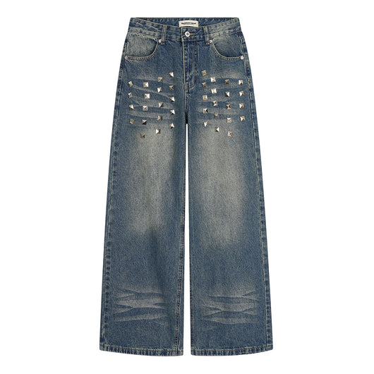 Pantalones Vaqueros Desteñidos para Mujer con Diseño de Remaches Estilo Americano y Detalles Rasgados - Image 3