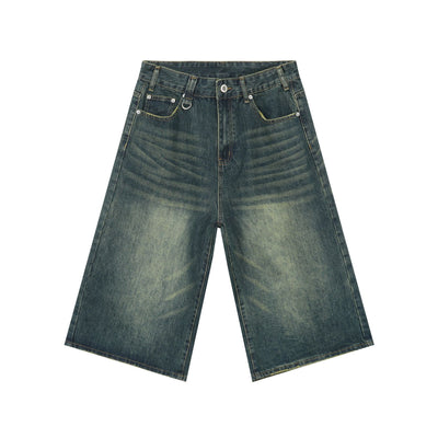 Pantalones Denim Sueltos Grises Estilo Americano Capri - Image 5