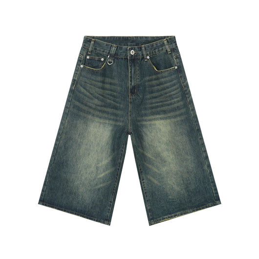 Pantalones Denim Sueltos Grises Estilo Americano Capri - Image 5