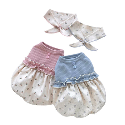 Chaleco Floral con Falda Burbuja y Bufanda Cálida - Conjunto Adorable para Niña - Image 4