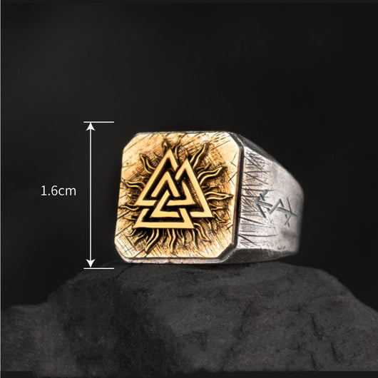 Anillo Viking Nórdico de Plata con Incrustación de Cobre - Image 6