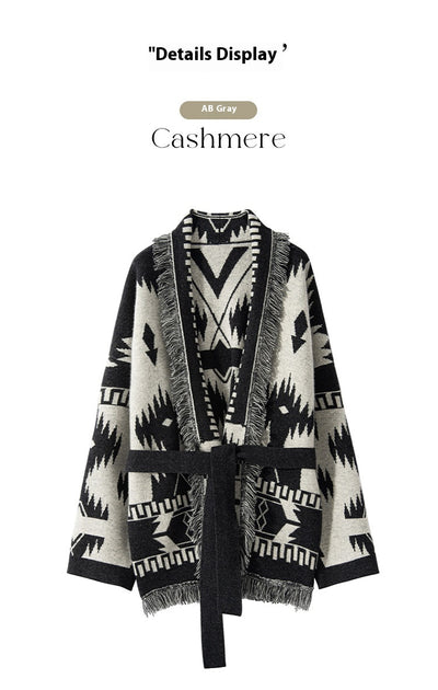 Cardigan Vintage con Jacquard y Borlas para Mujer - Image 7