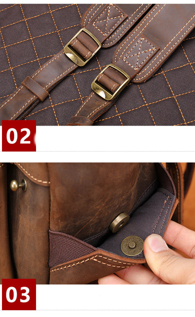 Mochila de Cuero Vintage Crazy Horse para Hombre - Image 13