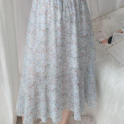 Falda Larga de Gasa Estampado Floral con Cintura Ajustada para Mujer - Image 12