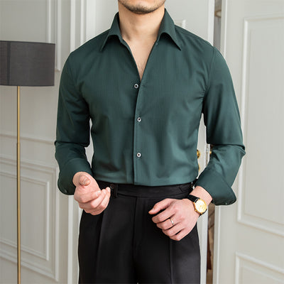 Camisa Casual Slim Fit a Cuadros Oscuros sin Planchado - Image 3