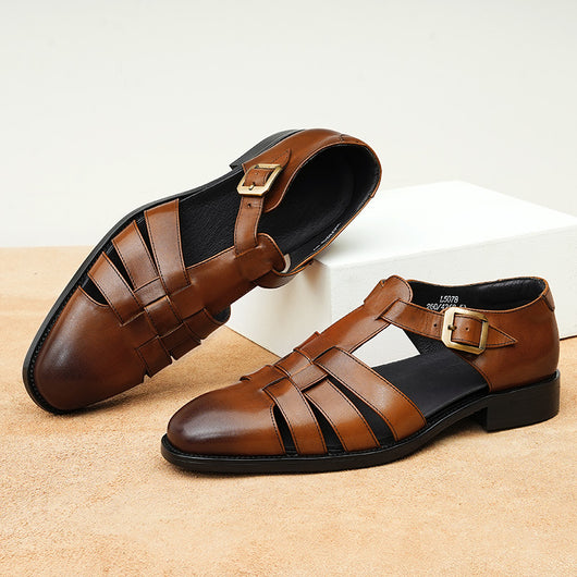 Zapatos Hombre Cuero Genuino Estilo Retro Negocios Verano Transpirables - Image 4
