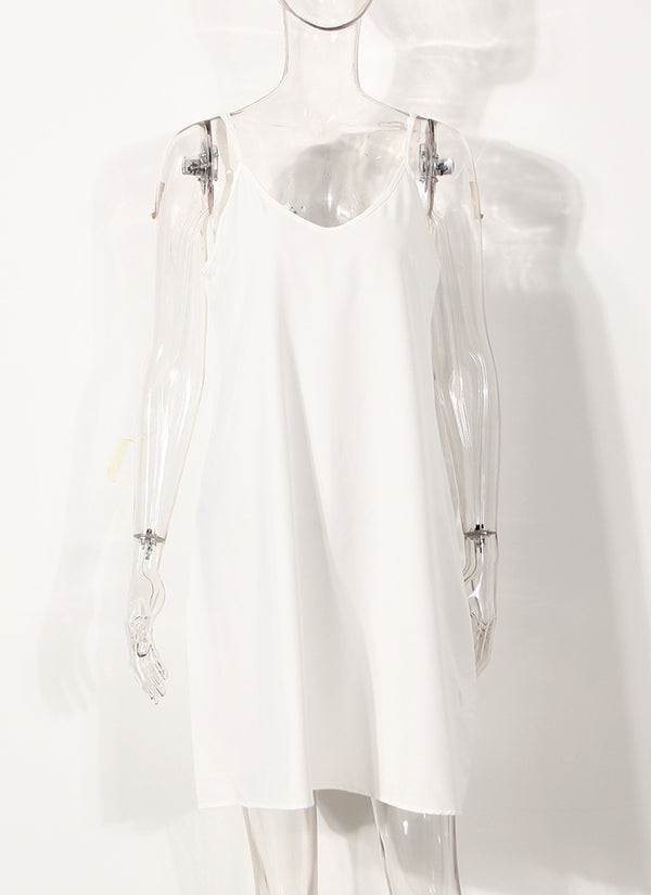 Vestido Vintage Francés Blanco Puro de Poliéster