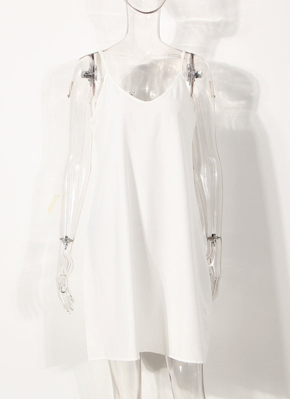 Vestido Vintage Francés Blanco Puro de Poliéster