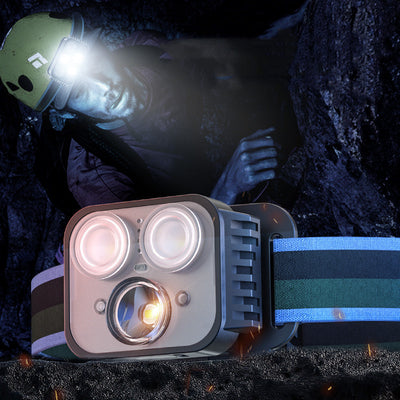 Lámpara Frontal LED Recargable por USB con Sensor Inteligente para Pesca y Camping