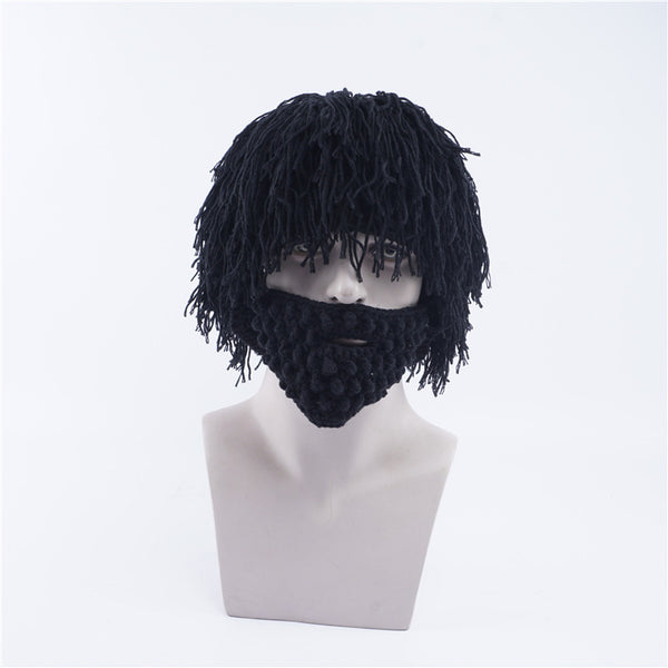 Gorro Tejido Invernal con Barba Desmontable - Sombrero Divertido Unisex