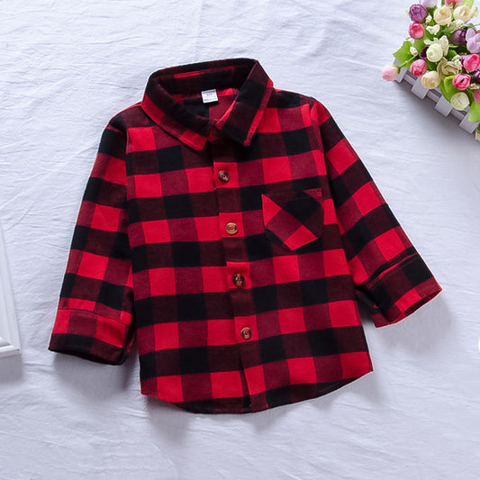 Camisa a Cuadros de Manga Larga para Niños y Niñas - Image 2
