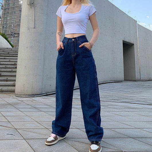 Jeans Rectos de Cintura Alta Sueltos con Estilo Moderno - Image 21