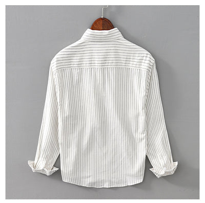 Camisa Retro a Rayas con Bolsillos y Mangas Largas - Image 4