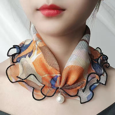 Pañuelo de Seda Decorativo Estampado con Encaje - Accesorio Elegante Versátil - Image 15
