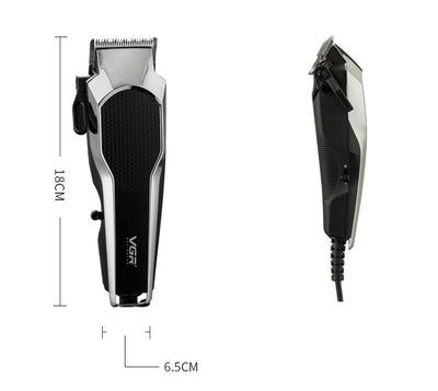 VGR V-130 professional hair clipper set with silver and black clipper, four guide combs, scissors, comb, and oil. - Image 7