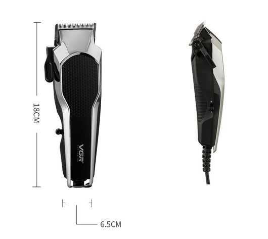 VGR V-130 professional hair clipper set with silver and black clipper, four guide combs, scissors, comb, and oil. - Image 7