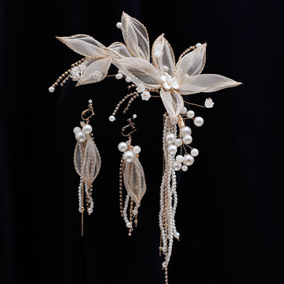 Prendedor de Flores Champagne con Borlas para Novia - Image 3