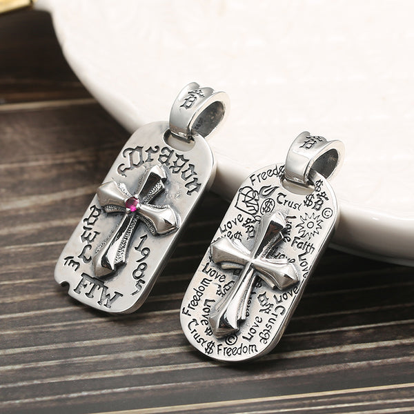 Collar Cruz de Plata Tailandesa 925 Envejecida para Hombre