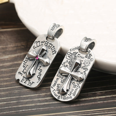 Collar Cruz de Plata Tailandesa 925 Envejecida para Hombre