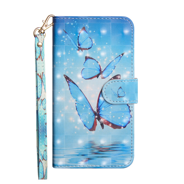 Cartera de Cuero con Estampado de Mariposas
