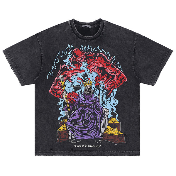 Camiseta Estampado Demonio Manga Corta para Hombre