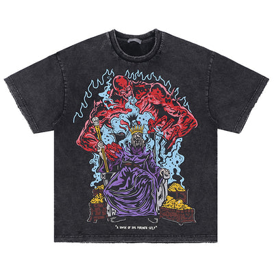 Camiseta Estampado Demonio Manga Corta para Hombre
