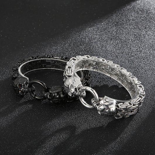 Pulsera de Acero Titanio para Hombre con Patrón de Calavera - Image 15