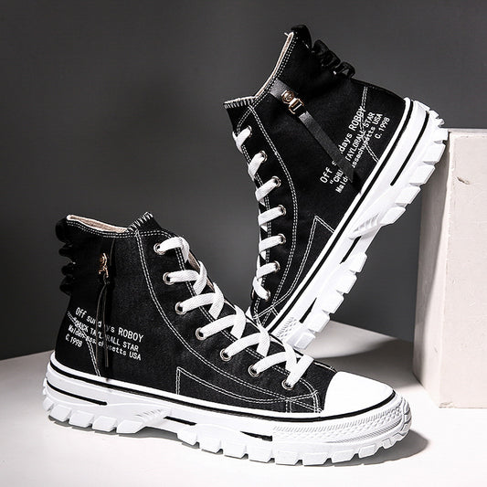 Zapatos de Lona Casual con Suela Gruesa Acolchada