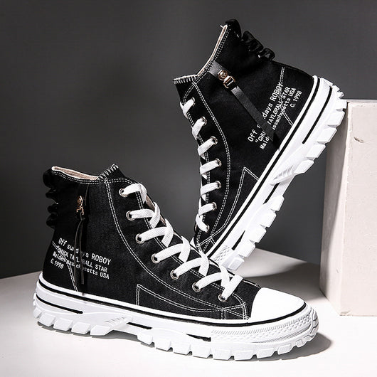 Zapatos de Lona Casual con Suela Gruesa Acolchada