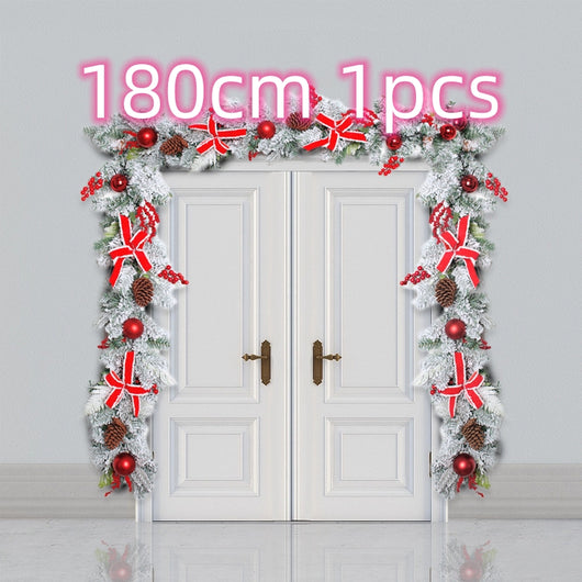 Corona Navideña Exterior con Efecto Nieve - Decoración Puerta Ratán Flocking - Image 17