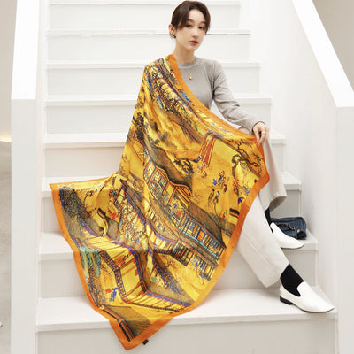 Pañuelo Cuadrado de Satén Estampado Cashew para Mujer - Image 22