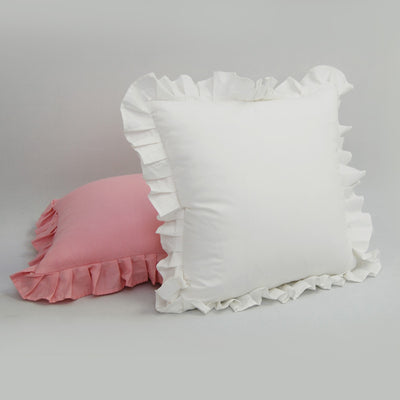Funda de Almohada de Algodón Blanco con Encaje Plisado y Volantes Hechos a Mano - Image 5
