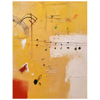 Cuadro Abstracto Moderno Tema Musical - Pintura al Óleo Artesanal Naranja para Sala de Estar - Image 5