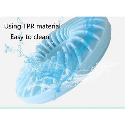 Pink round TPR pet toy with spiral ridges for slow feeding, interactive play, and teething for puppies and dogs. - Image 10