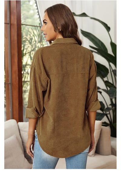 Camisa de Pana para Mujer con Solapa y Bolsillos - Image 14