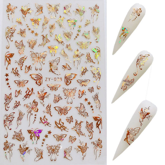 Stickers de Uñas Mariposa con Efecto Bronce Láser - Image 10