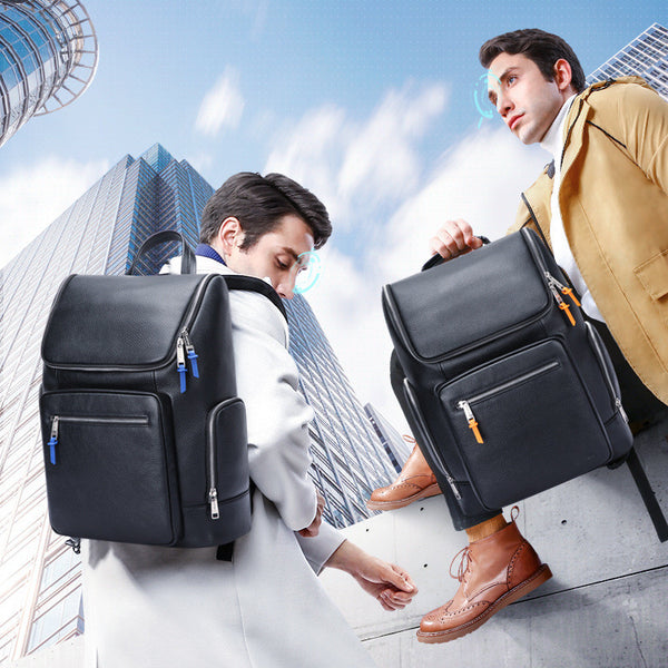 Mochila Ejecutiva de Cuero con Gran Capacidad para Viajes y Negocios