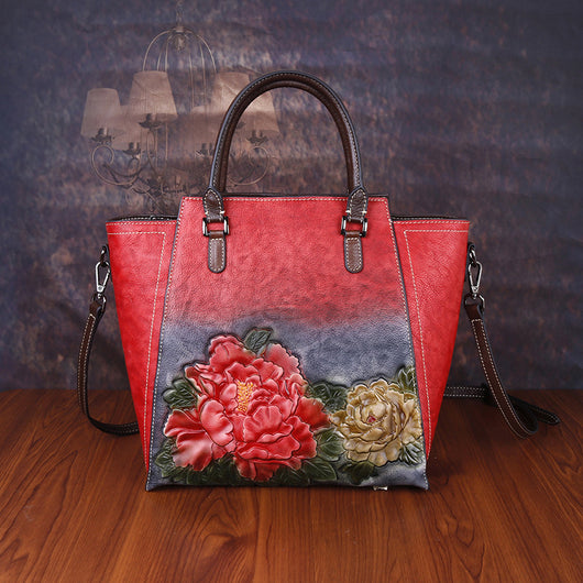 Bolso Mensajero de Cuero Grabado y Pulido con Gran Capacidad - Image 10