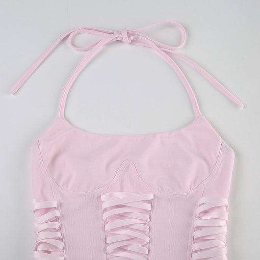 Chaleco Halter con Control de Cintura y Cordones - Diseño Veraniego para Mujer - Image 13
