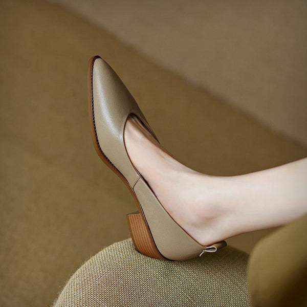 Tacones Bajos de Piel de Oveja para Mujer