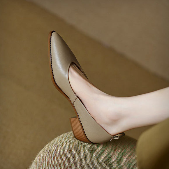 Tacones Bajos de Piel de Oveja para Mujer