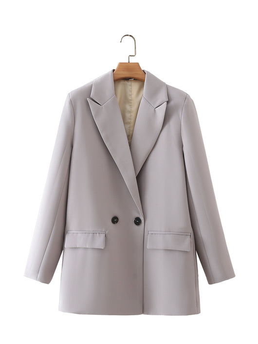 Blazer Oversize Doble Botonadura Color Sólido - Image 33